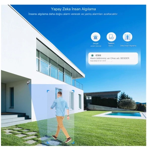 Çift Lensli İcsee Xmeye Yazılımlı Polis Çakar Işıklı 8X Zoomlu PTZ Kamera - 4