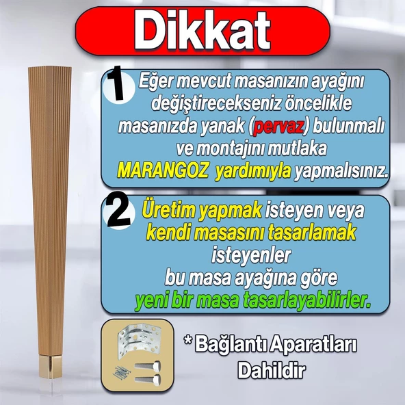 Elit Masa Dresuar Ayağı 75 cm Plastik Gold Altın Ayak Mutfak Yemek Masası Mobilya Ayakları - Resim 2