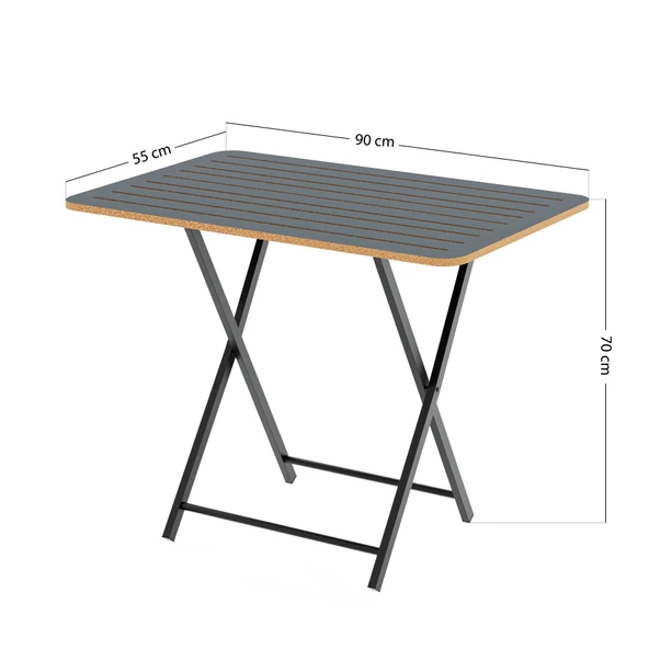 Eportatif Katlanır 4 Kişilik Bahçe Masası Bistro Masa 55x90 Füme 1426 - 3