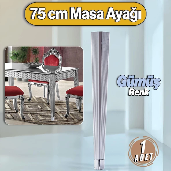Elit Masa Dresuar Ayağı 75 cm Plastik Gümüş Ayak Mutfak Yemek Masası Mobilya Ayakları