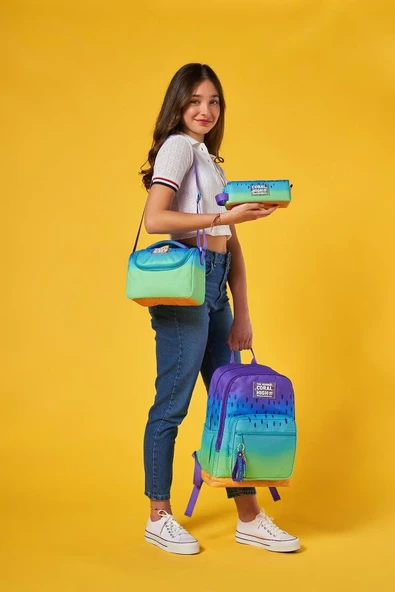 Coral High Mor Lila Renk Geçişli 3'lü Okul Çanta Seti SET0123637 - Resim 2