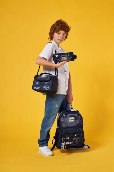 Coral High Siyah Galaxy 3'lü Okul Çanta Seti SET0123644 - Resim 2