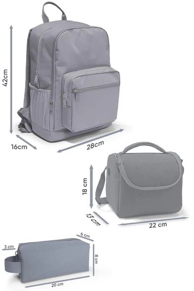 Coral High Siyah Gri Gamer 3'lü Okul Çanta Seti SET0123640 - 3