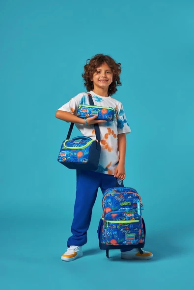 Coral High Kids Saks Grafiti Desenli 3'lü Okul Çanta Seti SET0123767 - Resim 2