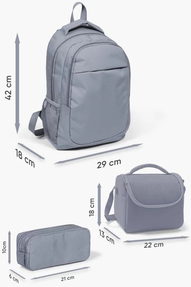 Coral High Kids Siyah Mavi Anime Desenli 3'lü Okul Çanta Seti SET0123666 - Resim 3