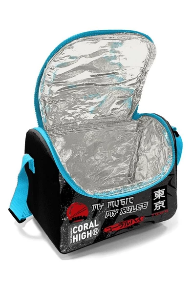 Coral High Siyah Mavi Anime Desenli Erkek Çocuk Dörtlü Okul Çanta Seti - İlkokul ve Ortaokul İçin Uygun - Resim 3