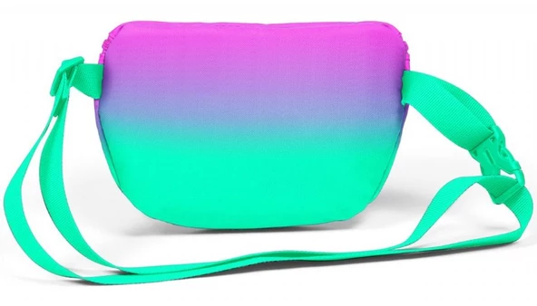 Coral High Pembe Su Yeşili Renk Geçişli Baskılı Kız Çocuk Bel Çantası - Resim 2