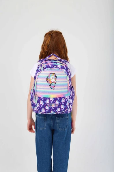 Kaukko Kids Kız Çocuk Mor Unicorn Okul Sırt Çantası - 4