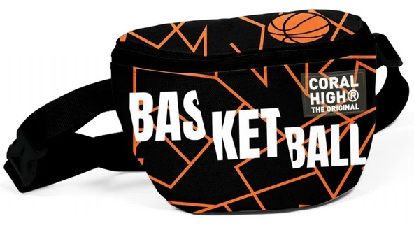 Coral High Siyah Basketbol Baskılı Erkek Çocuk Bel Çantası