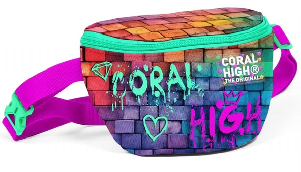 Coral High Pembe Lacivert Grafiti Baskılı Erkek Çocuk Bel Çantası ürün görseli