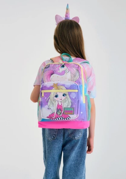Coral High Su Yeşili Unicorn Beşli Okul ve Günlük Çanta Seti - Resim 2