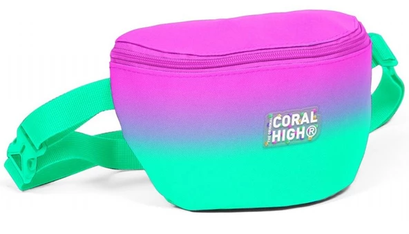 Coral High Pembe Su Yeşili Renk Geçişli Baskılı Kız Çocuk Bel Çantası ürün görseli