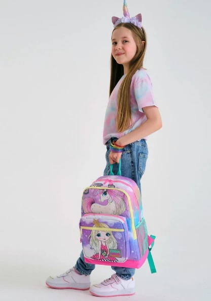 Coral High Su Yeşili Unicorn Üçlü Okul Çantası ve Bel Çantası Seti - Resim 2
