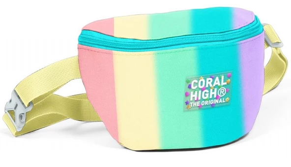 Coral High Renkli Çizgili Baskılı Kız Çocuk Bel Çantası