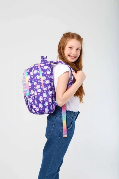Kaukko Kids Kız Çocuk Mor Unicorn Okul Sırt Çantası - 3