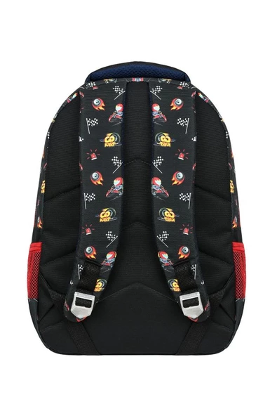 Waddellbag Siyah Kırmızı Go Kart Erkek Çocuk Üçlü İlkokul Çanta Seti - 4