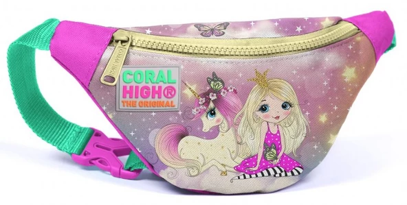 Coral High Kız Çocuk Günlük Bel Çantası - Pembe Unicorn ve Prenses