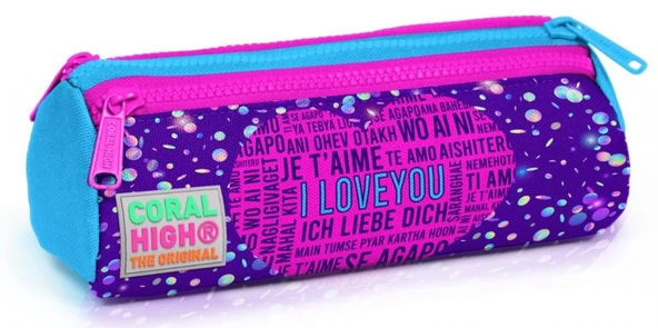 Coral High Mor Mavi Kalp USB Soketli Okul Çanta Seti ve Bel Çantası - Kız Çocuk - Resim 5