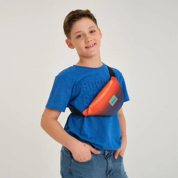 Coral High Siyah Turuncu Gradyan USB Soketli Okul Çanta Seti ve Bel Çantası - Erkek Çocuk - Resim 4