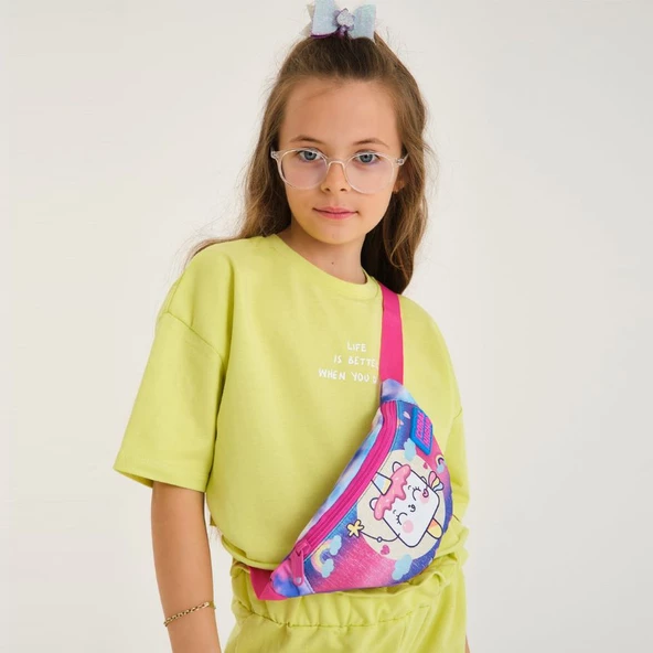 Coral High Kız Çocuk Günlük Bel Çantası - Mavi Pembe Dondurma Unicorn - Resim 2
