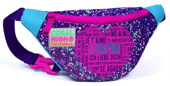 Coral High Mor Mavi Kalp USB Soketli Okul Çanta Seti ve Bel Çantası - Kız Çocuk - Resim 4