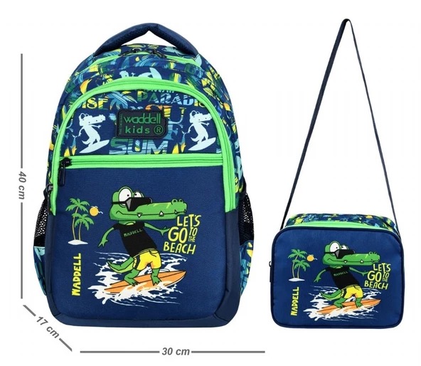 Waddell Timsah Desenli İlkokul Sırt Çantası Ve Beslenme Çantası - Erkek Çocuk - Resim 2