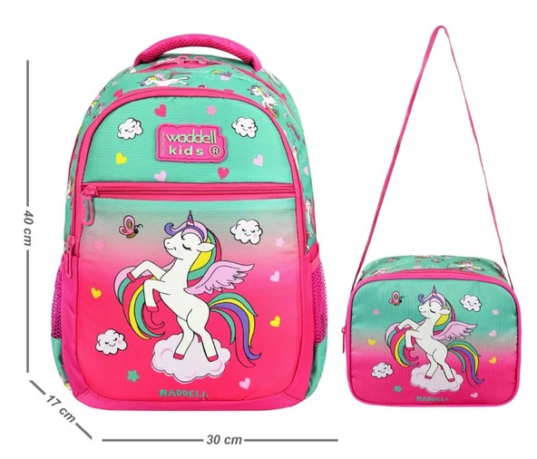 Waddell Unicorn Desenli İlkokul Sırt Çantası Ve Beslenme Çantası - Kız Çocuk - Resim 2