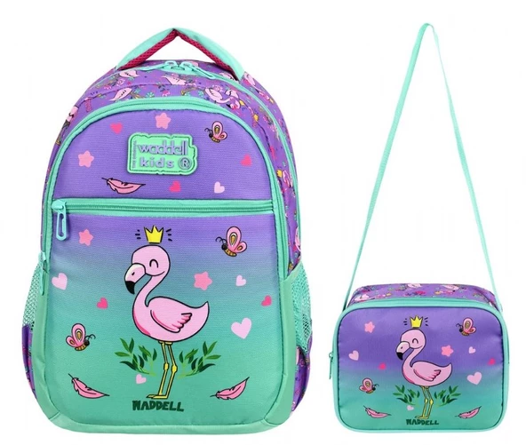 Waddell Flamingo Desenli İlkokul Sırt Çantası Ve Beslenme Çantası - Kız Çocuk ürün görseli