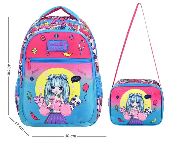 Waddell Anime Kız Desenli İlkokul Sırt Çantası Ve Beslenme Çantası - Kız Çocuk - 2