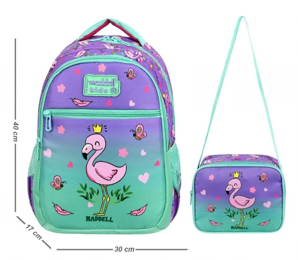 Waddell Flamingo Desenli İlkokul Sırt Çantası Ve Beslenme Çantası - Kız Çocuk - Resim 2