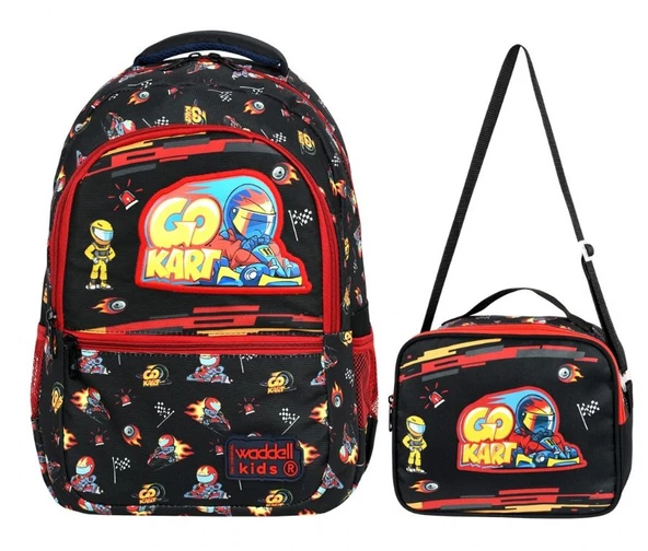 Waddell Go Kart Deri Nakış Desenli Erkek Çocuk İlkokul Sırt Çantası Ve Beslenme Çantası ürün görseli 1
