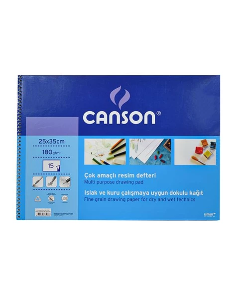 Canson Çok Amaçlı Resim Defteri 25x35 cm 180 gr 15 Yaprak ürün görseli 1