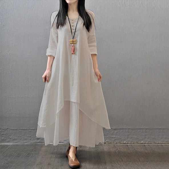 Günlük Yazlık Salaş Kadın İki Katlı  Elbise