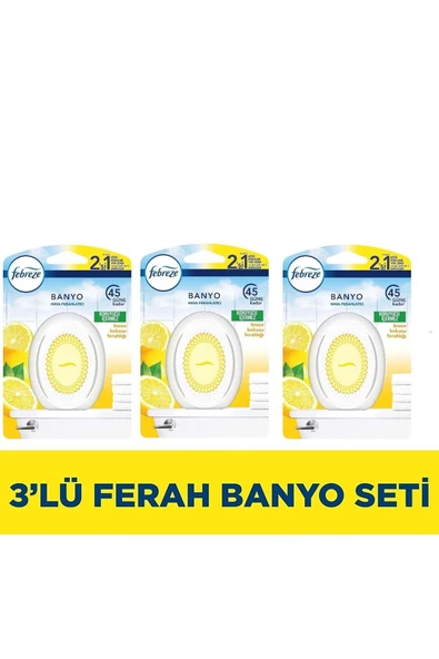 Febreze    Banyo Hava Ferahlatıcı Oda Kokusu Limon Ferahlığı 3'lü