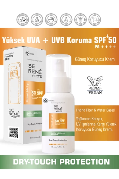 Se Rene Verte    Leke Karşıtı Ve Yağlanma Karşıtı Renkli Güneş Koruyucu Krem Hybrid Filter Spf 50