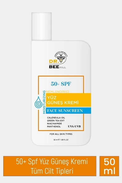 Dr.bee hill    Spf 50+ Leke Karşıtı Tüm Ciltler Için Yüksek Korumalı Yüz Güneş Kremi 50ml