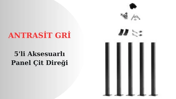 Zirve Tel Örgü 50 cm Panel Çit Direği Antrasit Gri Aksesuarlı(5 Adet) - 2
