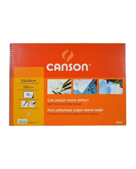 Canson Çok Amaçlı Resim Defteri 25x35 cm 120 gr 15 Yaprak