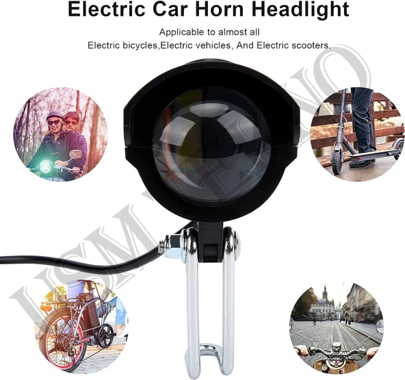 E Bike Led Far Elektrikli Scooter Farı Elektrikli Motosiklet E Bisiklet Far + Korna 36v-60v-Uyumlu - 2