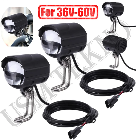 E Bike Led Far Elektrikli Scooter Farı Elektrikli Motosiklet E Bisiklet Far + Korna 36v-60v-Uyumlu - 7