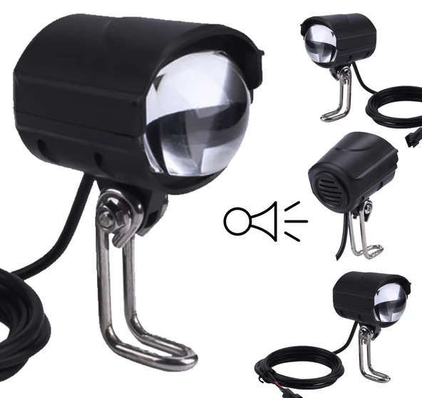 E Bike Led Far Elektrikli Scooter Farı Elektrikli Motosiklet E Bisiklet Far + Korna 36v-60v-Uyumlu - 8