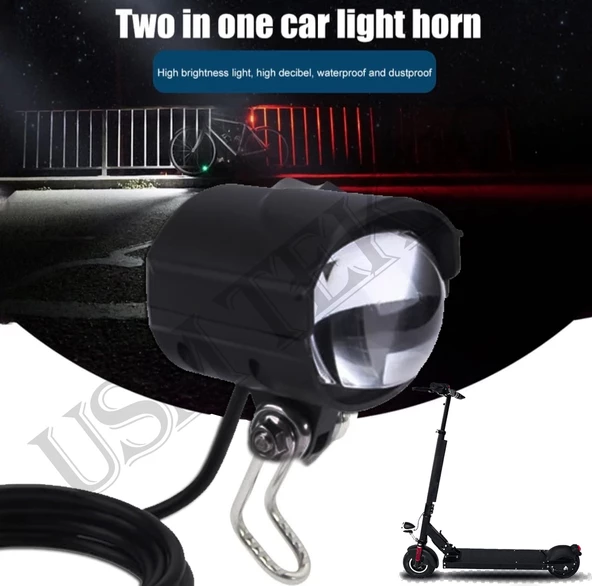 E Bike Led Far Elektrikli Scooter Farı Elektrikli Motosiklet E Bisiklet Far + Korna 36v-60v-Uyumlu - 6