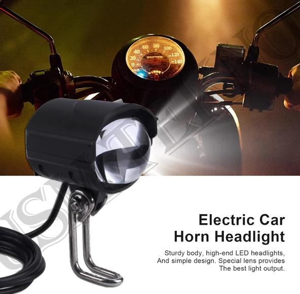 E Bike Led Far Elektrikli Scooter Farı Elektrikli Motosiklet E Bisiklet Far + Korna 36v-60v-Uyumlu - 3
