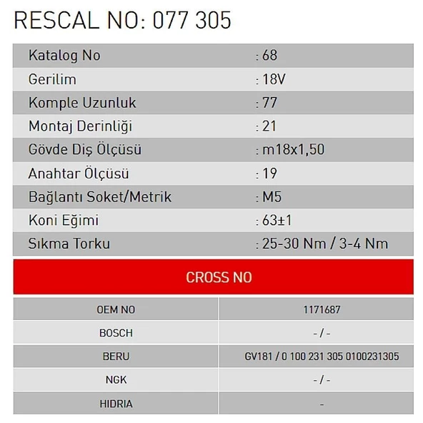 Isıtma Bujisi - Magirus - ET077305 - 2