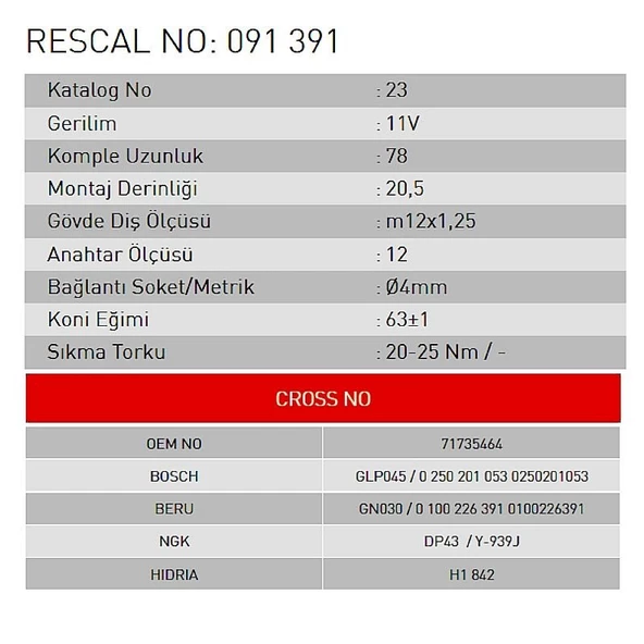 Isıtma Bujisi - Fiat - ET091391 - 2