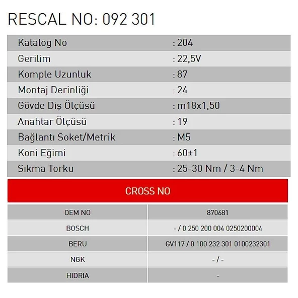 Isıtma Bujisi - Volvo - Rover - ET092301 - 2