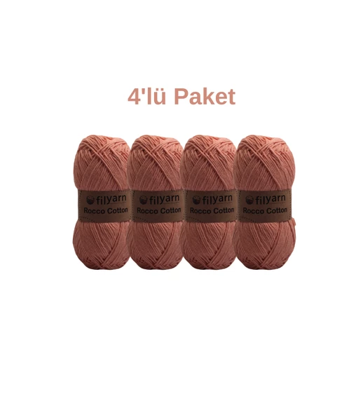 Rocco 100g Cotton 4'lü set, punch için ideal örgü ipi, pamuklu amigurumi ipi, el işi malzemesi - 7