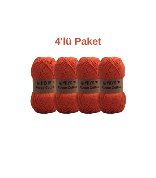 Rocco 100g Cotton 4'lü set, punch için ideal örgü ipi, pamuklu amigurumi ipi, el işi malzemesi - 6