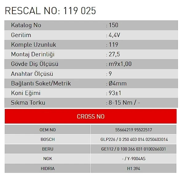 Isıtma Bujisi - Opel - ET119025 - 2