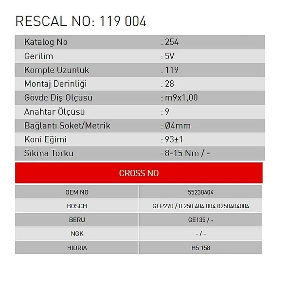 Isıtma Bujisi - Alfa Romeo - Fiat - Opel - ET119004 - 2